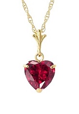 fancy heart ruby baby birthstone necklace